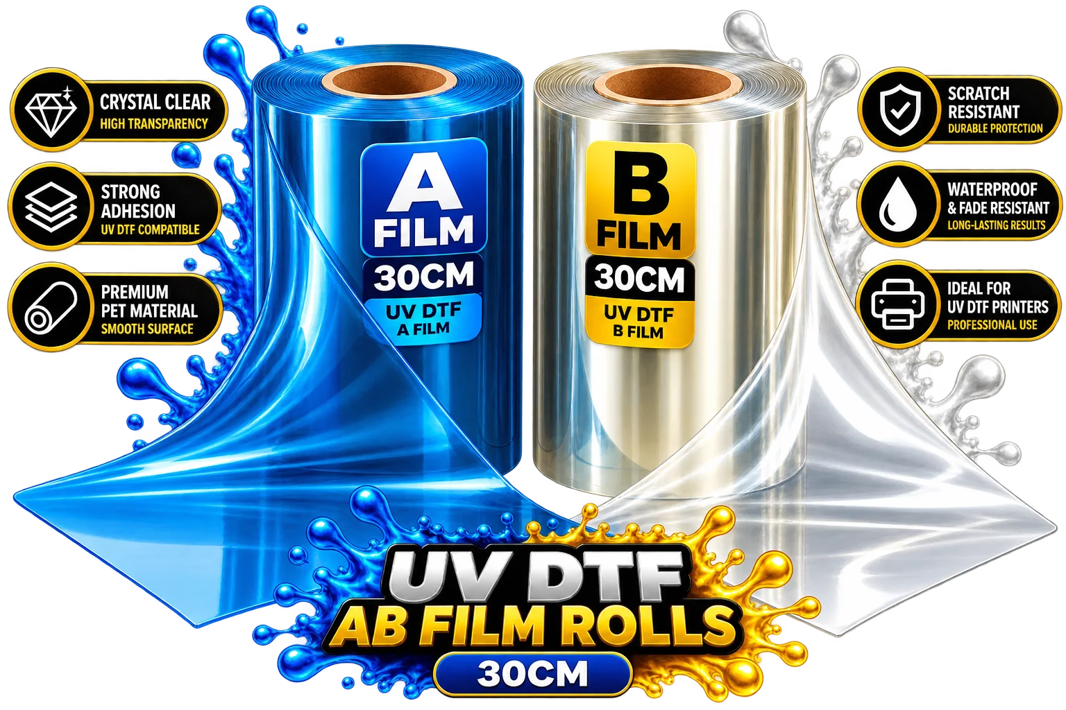 UV DTF A+B Film — 30cm × 100m